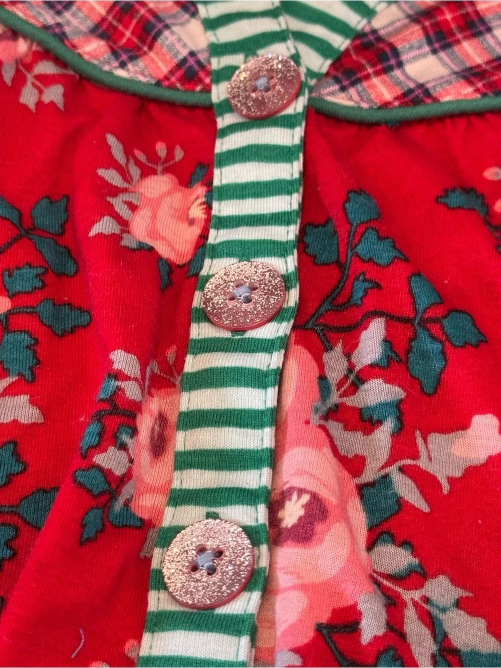 Matilda Jane Girls' Red Floral & Plaid Holiday Pajama Set PJs